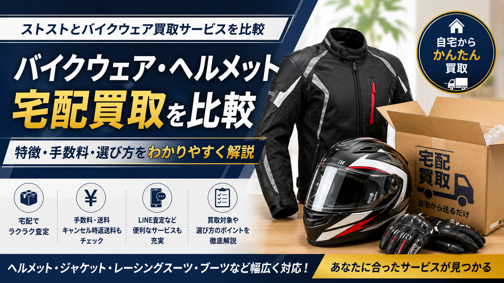 ストストとバイクウェア買取サービスを比較|ヘルメット・バイク用品を売るときの選び方